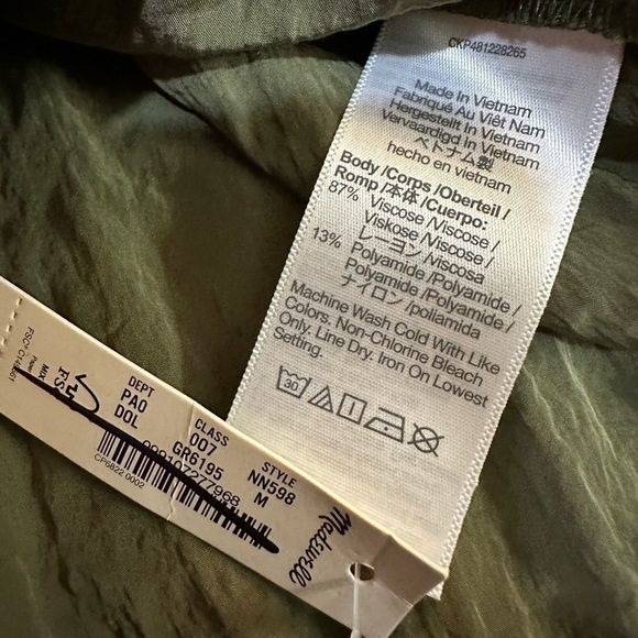 Madewell Crinkled Button Up Shirt Olive Green Medium - Picture 7 of 9